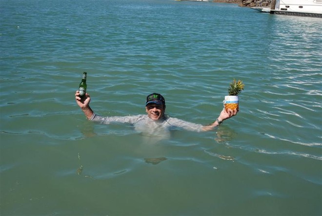 David Elliott with his pineapple and Stones Ginger Beer - Club Marine Brisbane to Keppel Tropical Yacht Race © Suellen Hurling